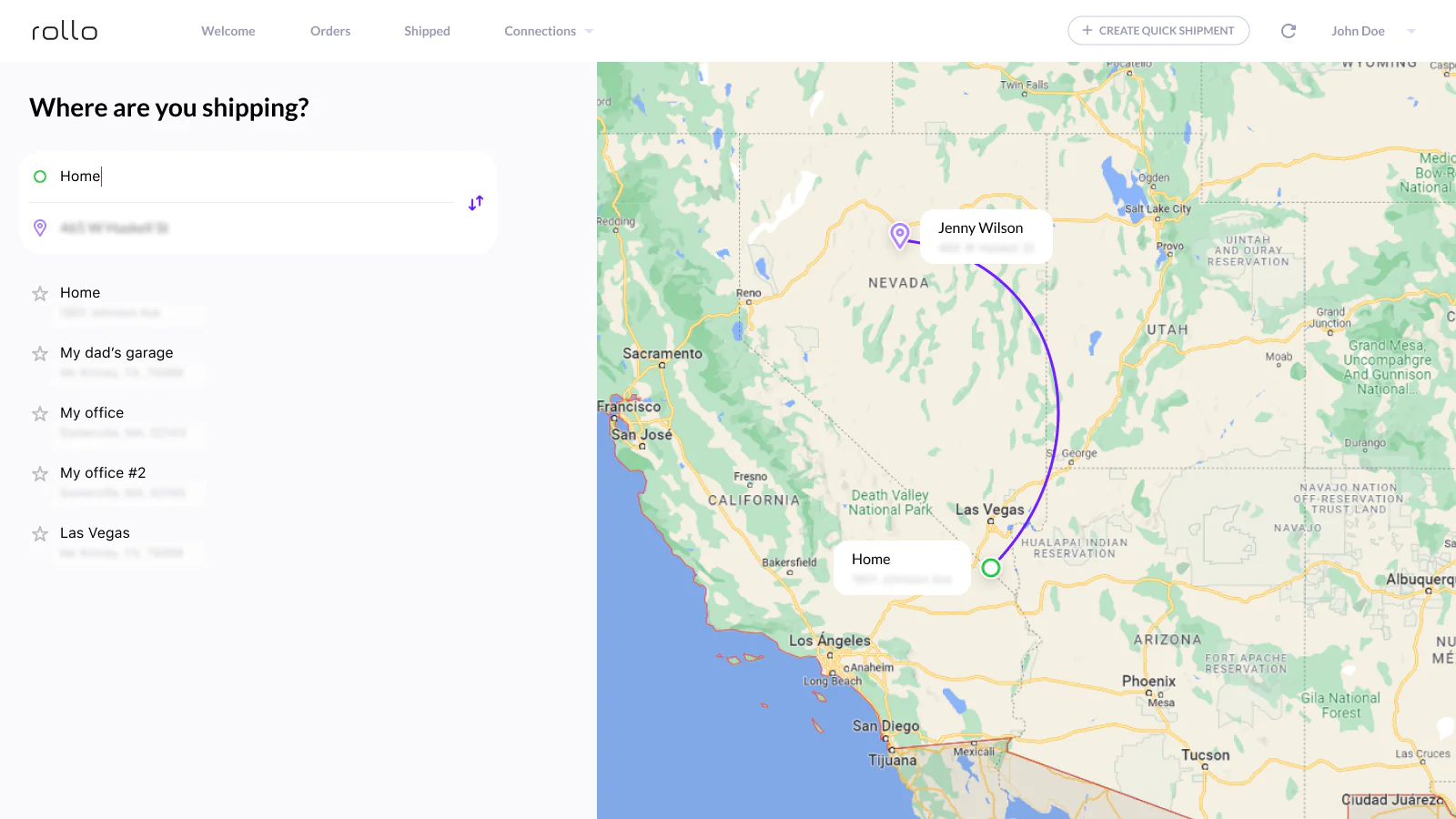 Tracking Notifications: Keeping Customers In The Loop! 3 map of where are you shipping using Rollo tracking notifications in the app.