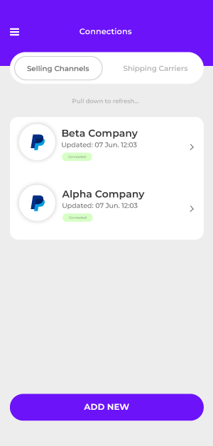 PayPal 6 PayPal orders imported into Rollo Ship