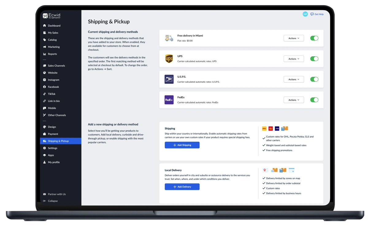 Ecwid 7 Ecwid Shipping
