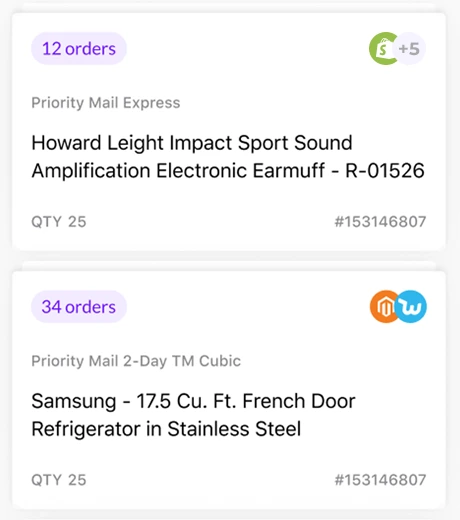 Ship 5 grouped shipments 1